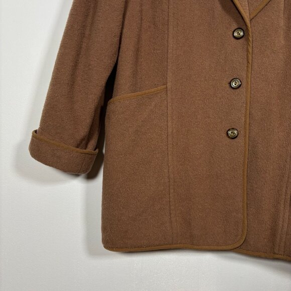 Vintage Alpaca Wool Coat Blazer Camel Old Money Quiet Luxury Preppy Size Medium - Picture 6 of 10